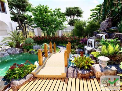 Thiết kế cảnh quan sân vườn hồ Koi Mrs. Lan - Ngọc Thụy, Long Biên