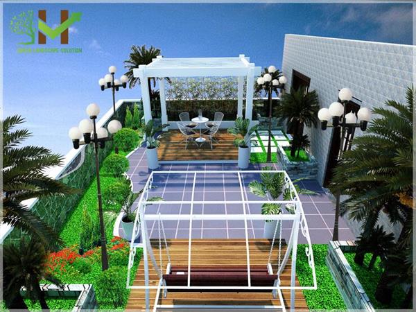 Công trình thiết kế vườn trên sân thượng Mrs Liễu - Lạng Sơn